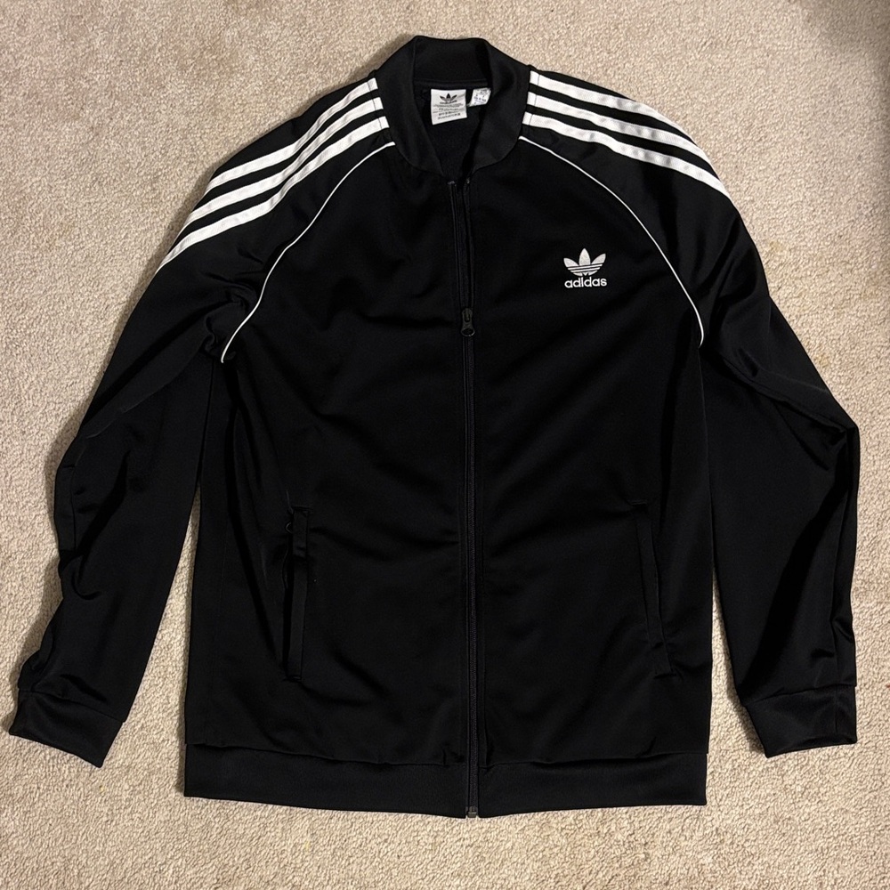 Adidas Black and White Zip-up Jacket